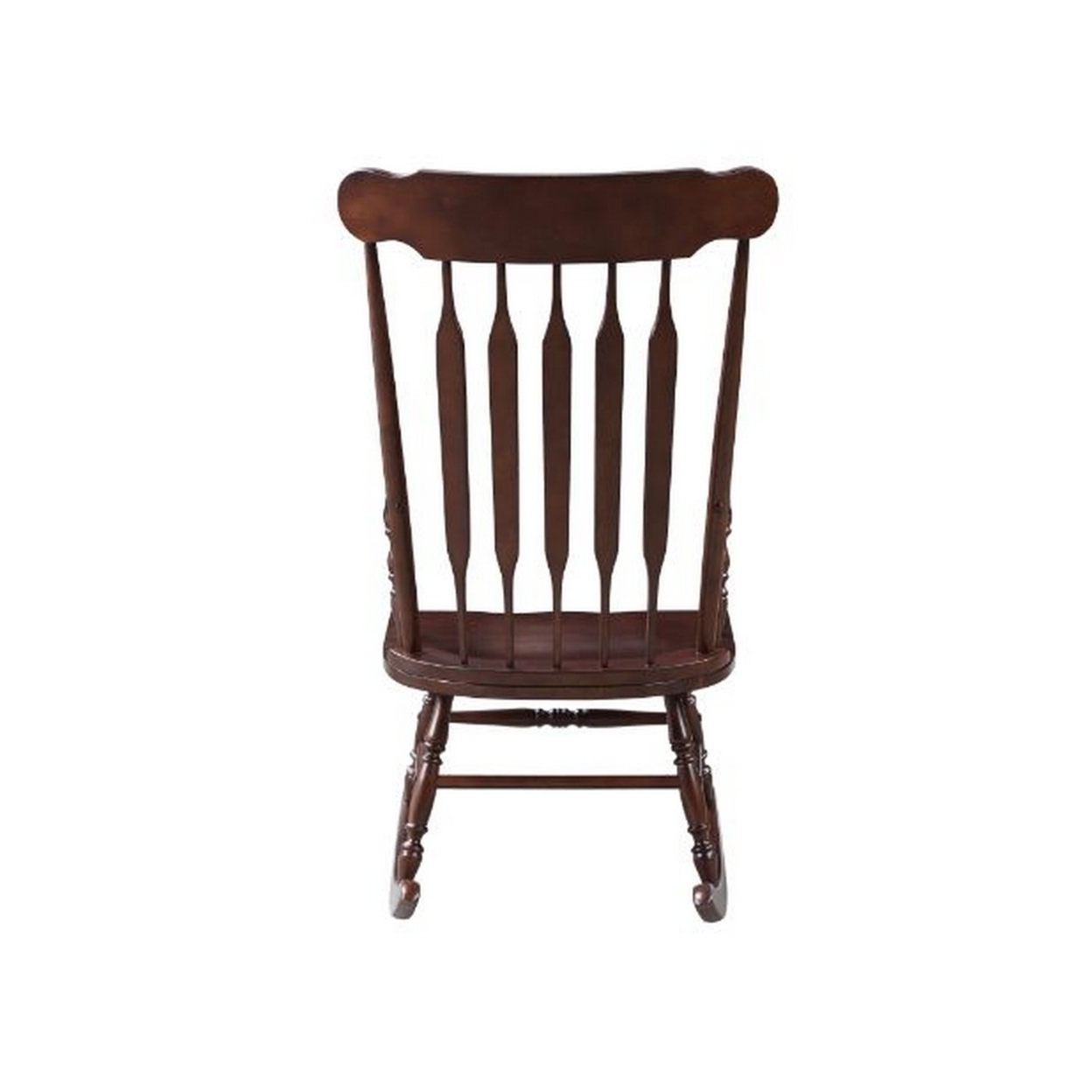 Rocking Chair With Wooden Frame And Slatted Back, Dark Brown- Saltoro Sherpi