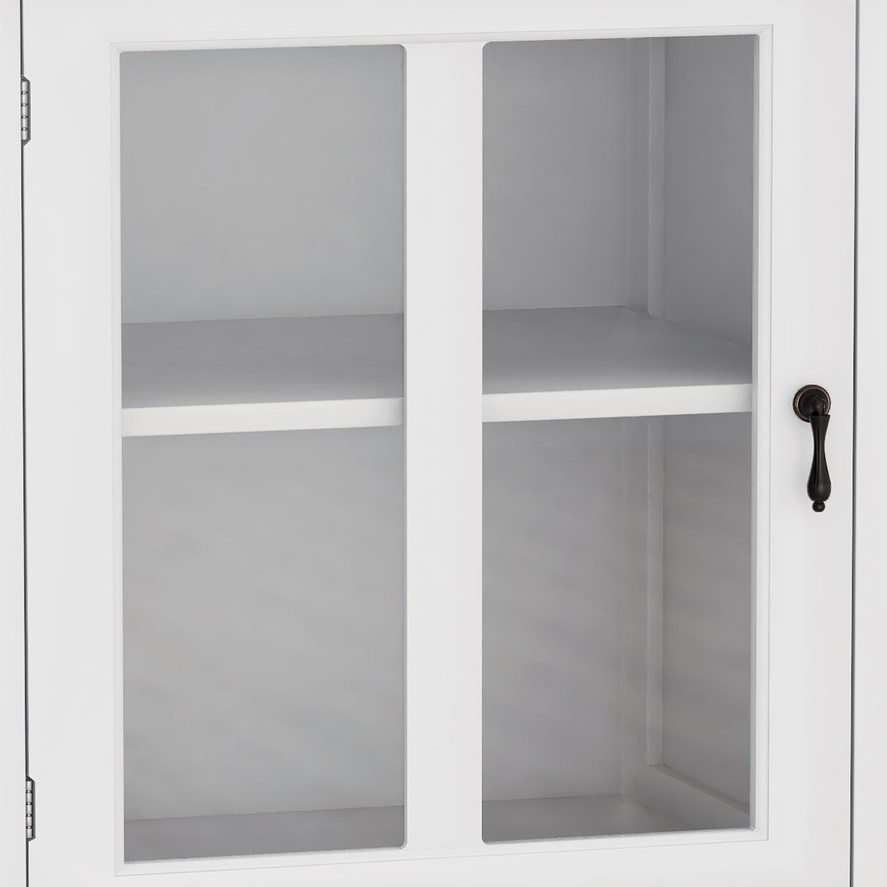 Buffet Cabinet With MDF And 1 Glass Door, White- Saltoro Sherpi