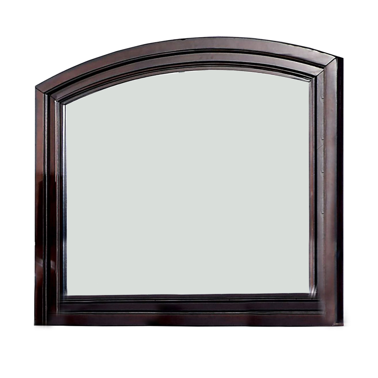 Mirror With Curved Top Wooden Frame, Cherry Brown- Saltoro Sherpi