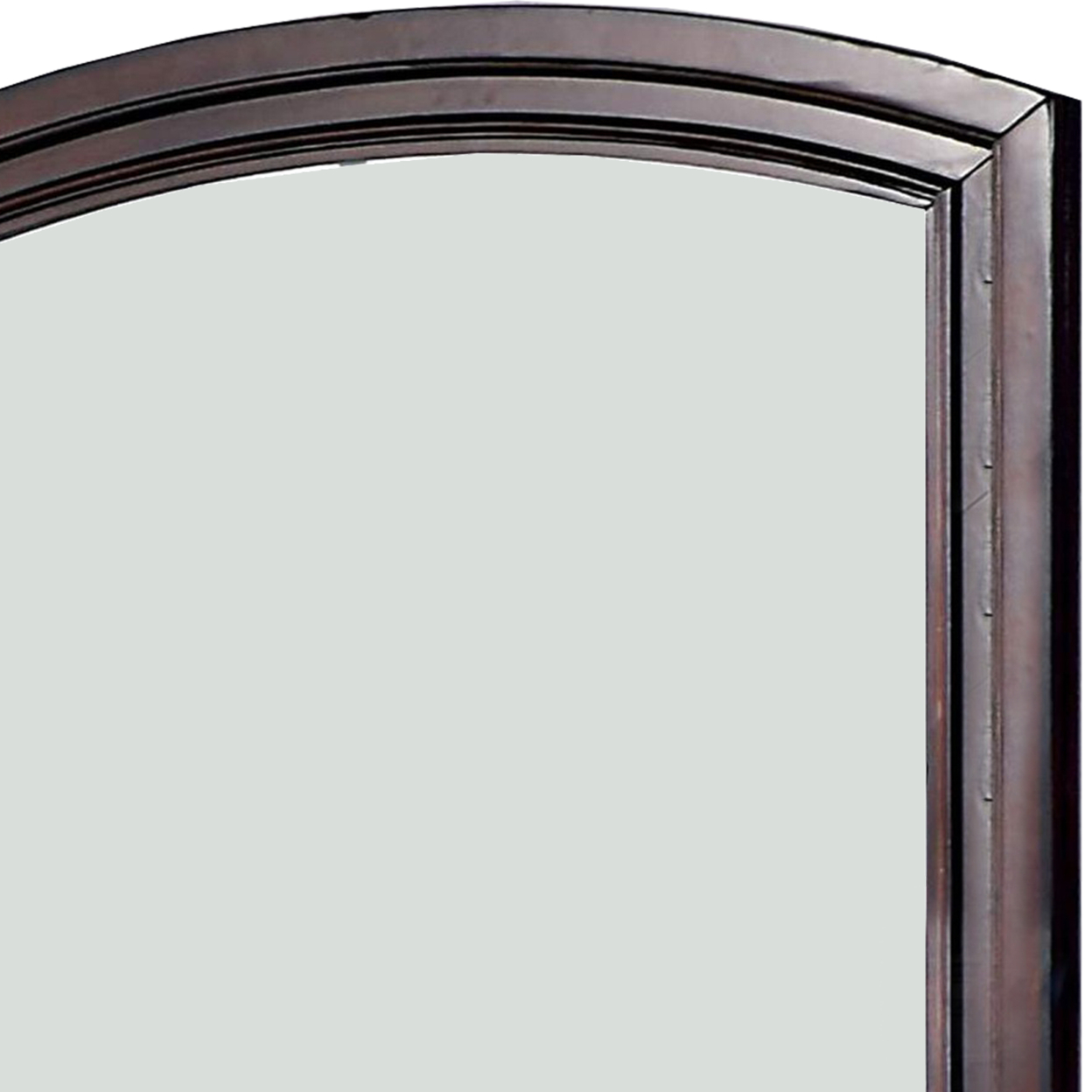 Mirror With Curved Top Wooden Frame, Cherry Brown- Saltoro Sherpi