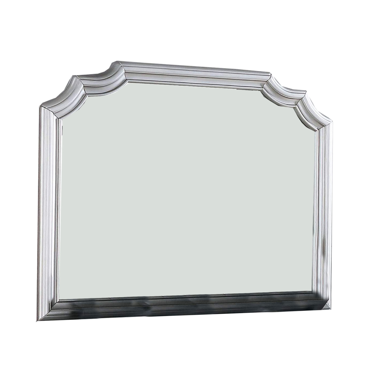 Mirror With Scooped Corner And Molded Detail, Silver- Saltoro Sherpi