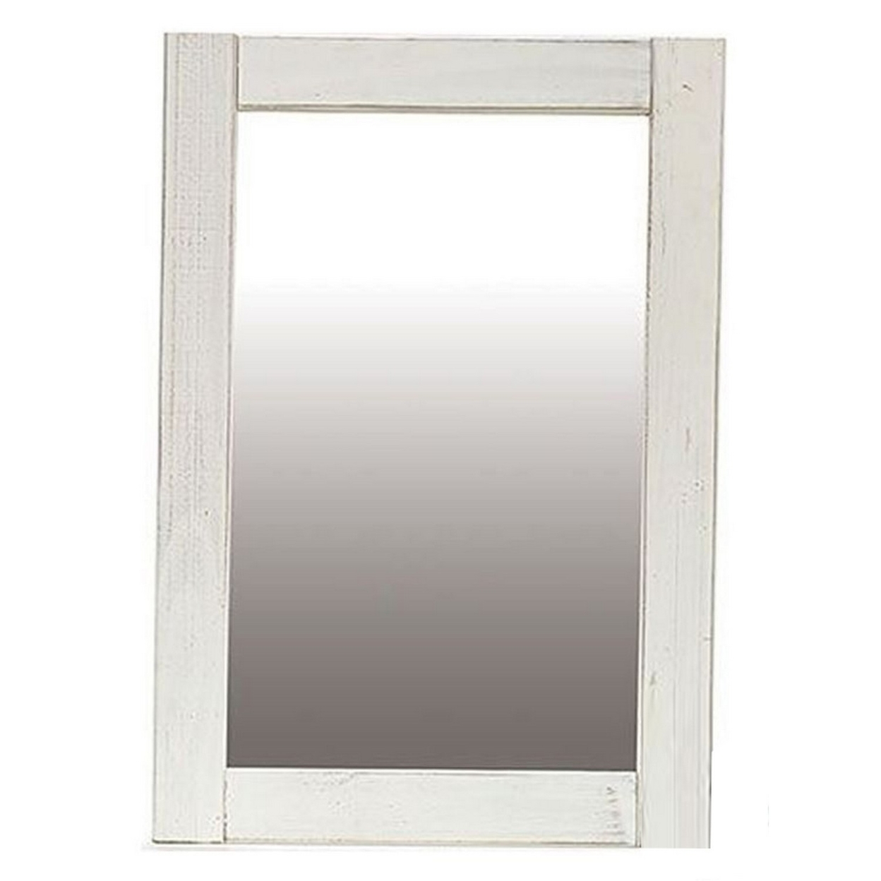 Mirror With Wire Brushed Exterior, White- Saltoro Sherpi