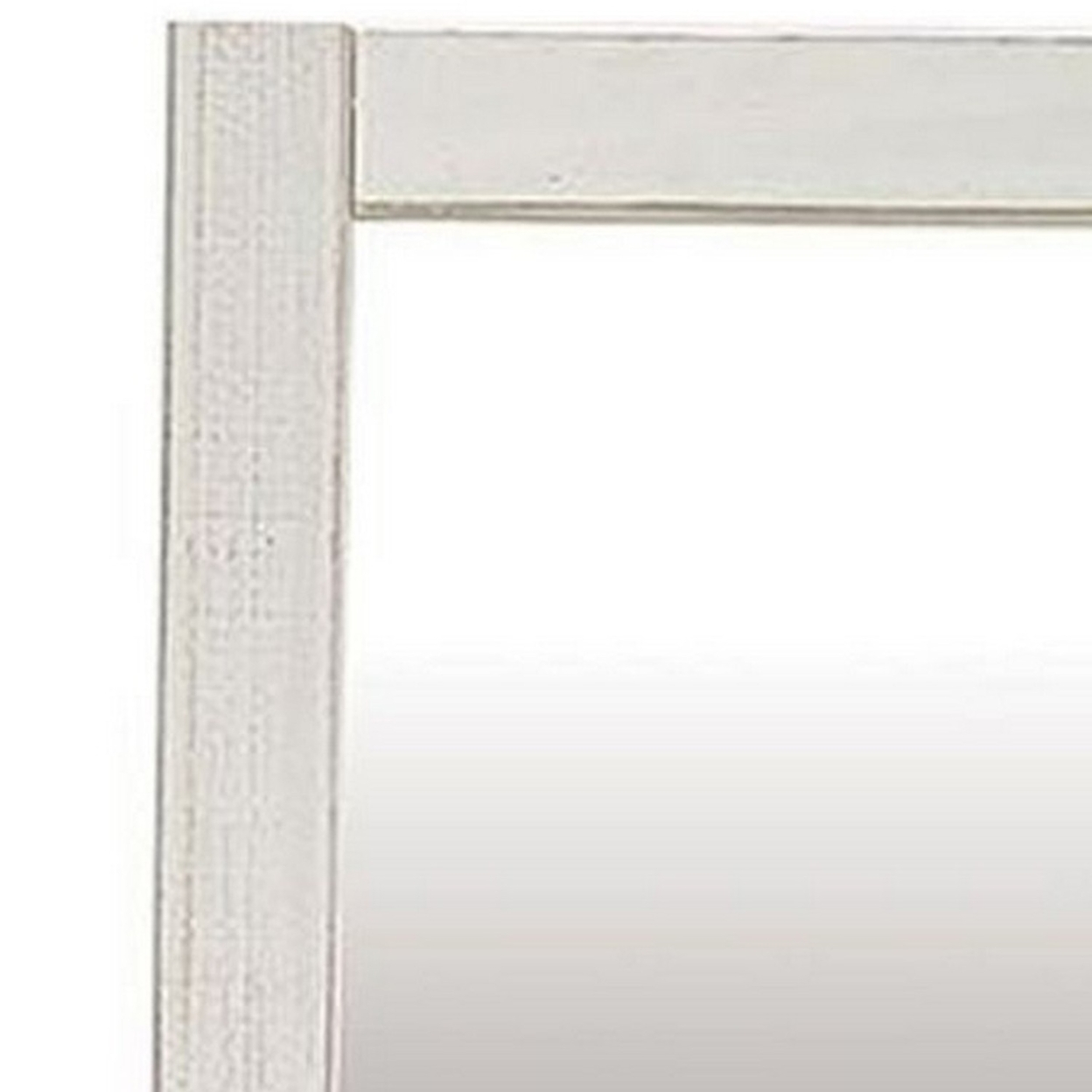 Mirror With Wire Brushed Exterior, White- Saltoro Sherpi