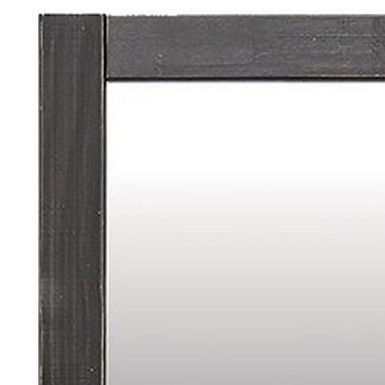 Mirror With Wire Brushed Exterior, Black- Saltoro Sherpi