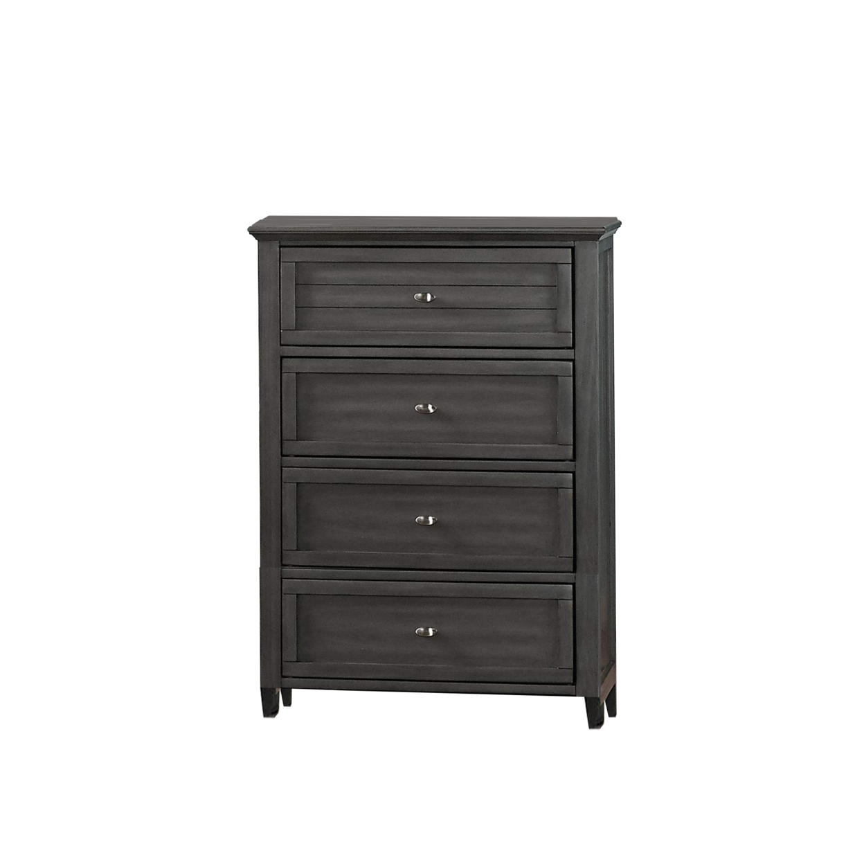 Chest With 4 Drawers And Metal Pulls, Gray- Saltoro Sherpi