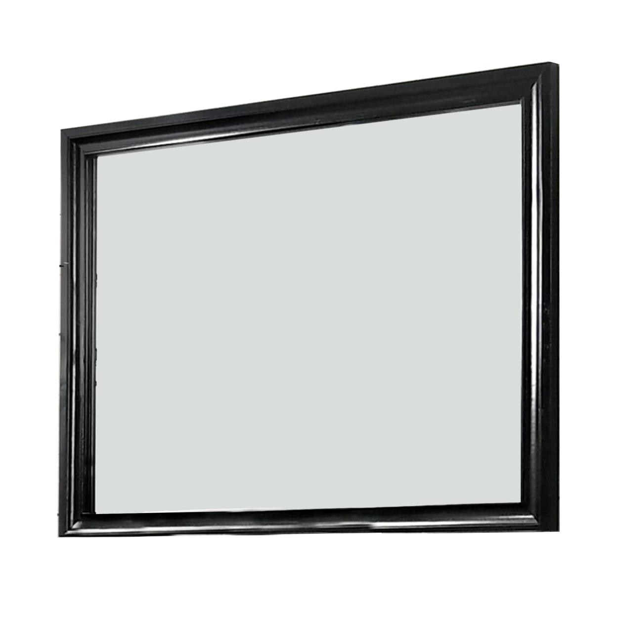 Mirror With Wooden Frame And Molded Detail, Black- Saltoro Sherpi