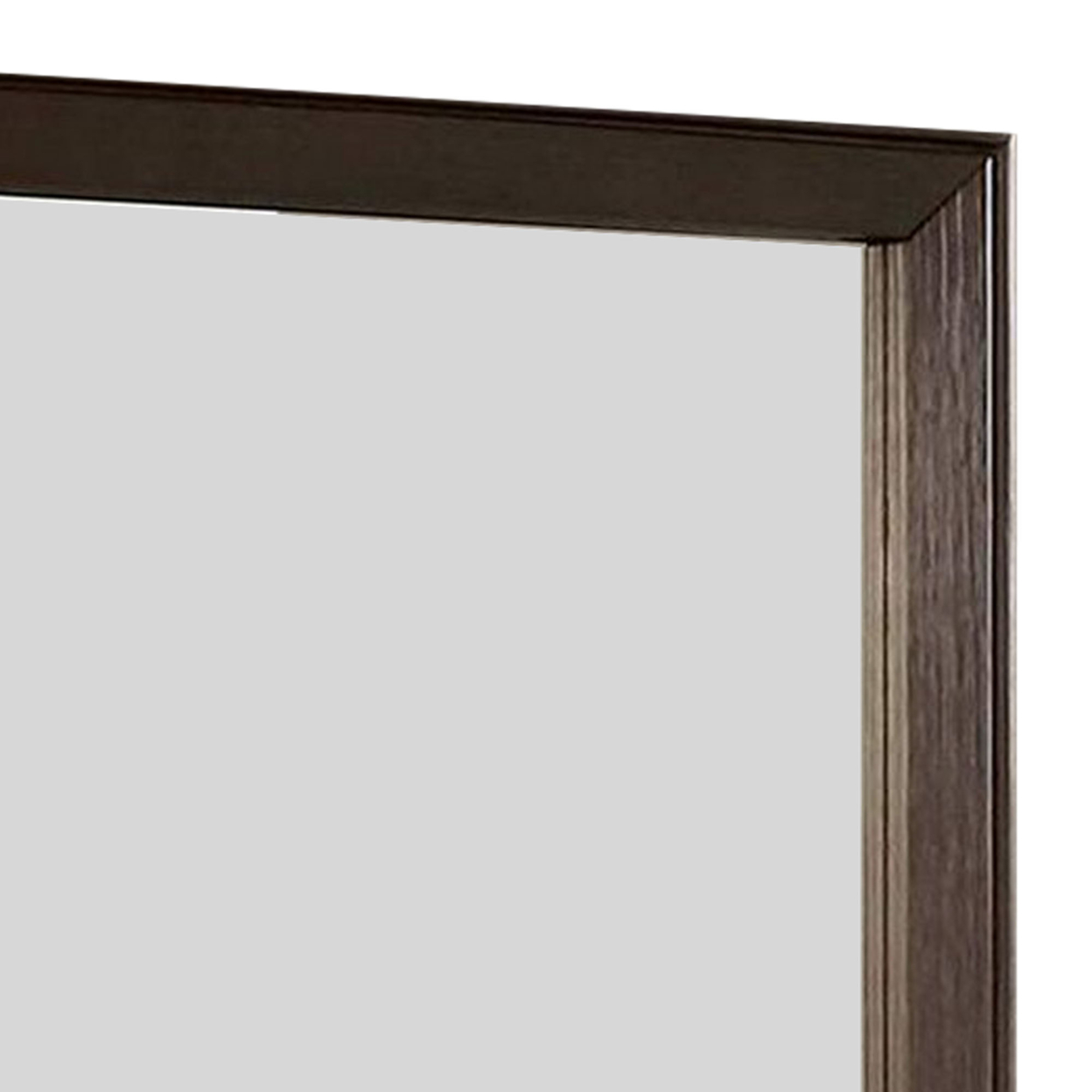 Mirror With Sturdy Wooden Frame, Brown- Saltoro Sherpi
