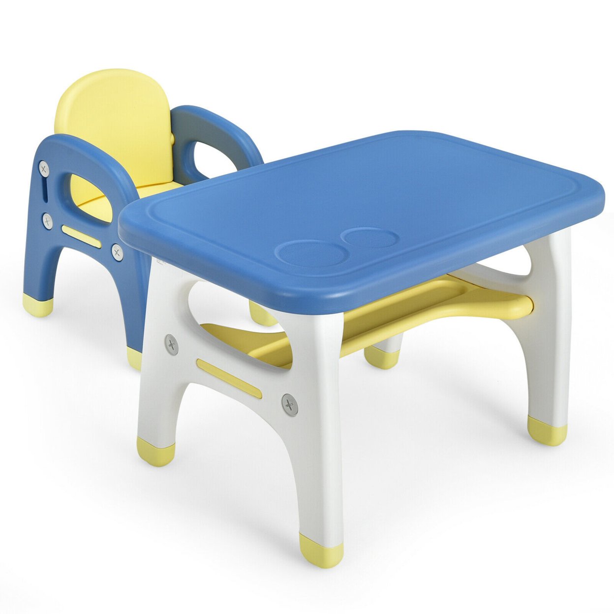 Kids Dinosaur Table And Chair Set Activity Study Desk W/ Building Blocks