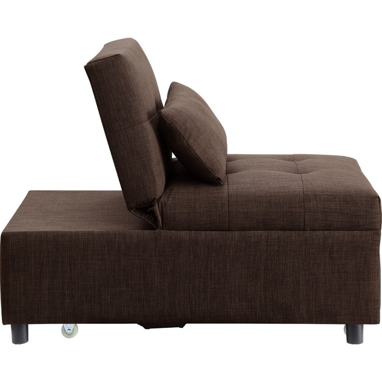 Sofa Bed With 1 Lumbar Pillow And Pull Out Sleeper, Brown- Saltoro Sherpi