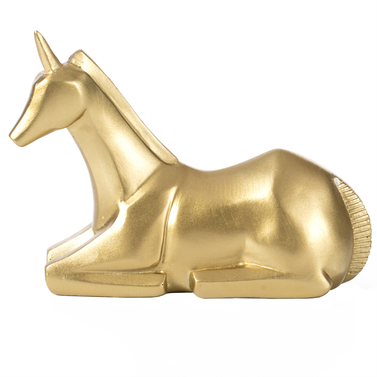 Decorative Gold Modern Geometric Unicorn Sculpture Figurine, Sitting Unicorn Statue Ring Holder