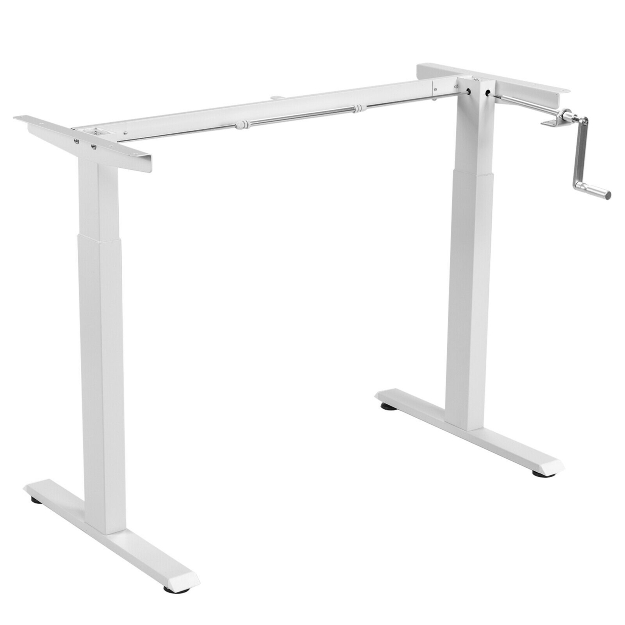 Hand Crank Sit To Stand Desk Frame Height Adjustable Standing Base - White