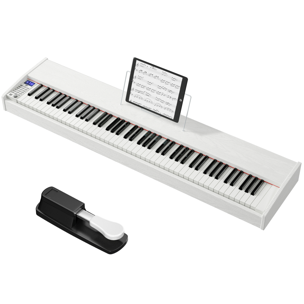 88-Key Full Size Digital Piano Weighted Keyboard W/ Sustain Pedal Black/White - White