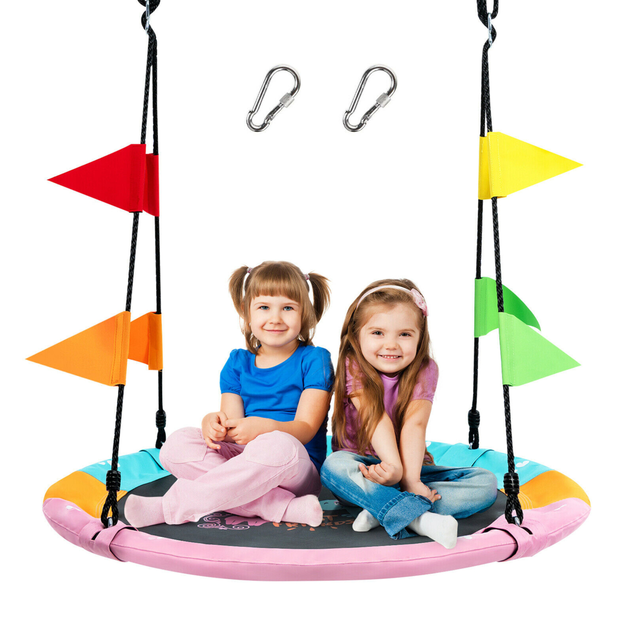 40'' Flying Saucer Tree Swing Indoor Outdoor Swing Play Set W/Hanging Strap Horse
