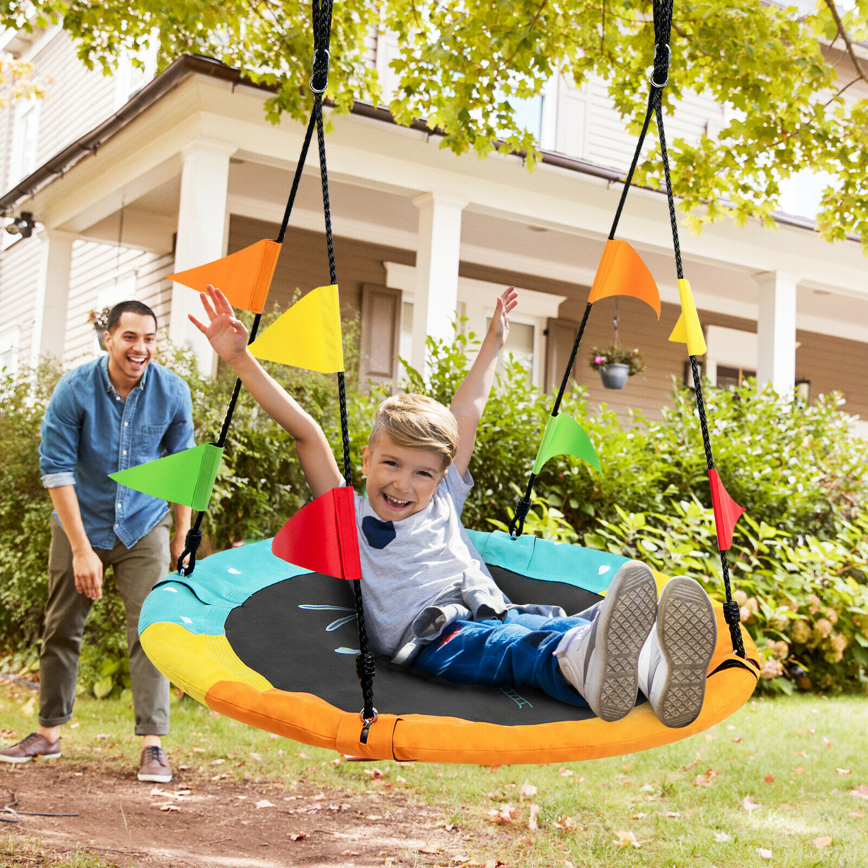 40'' Flying Saucer Tree Swing Indoor Outdoor Swing W/Hanging Strap Helicopter