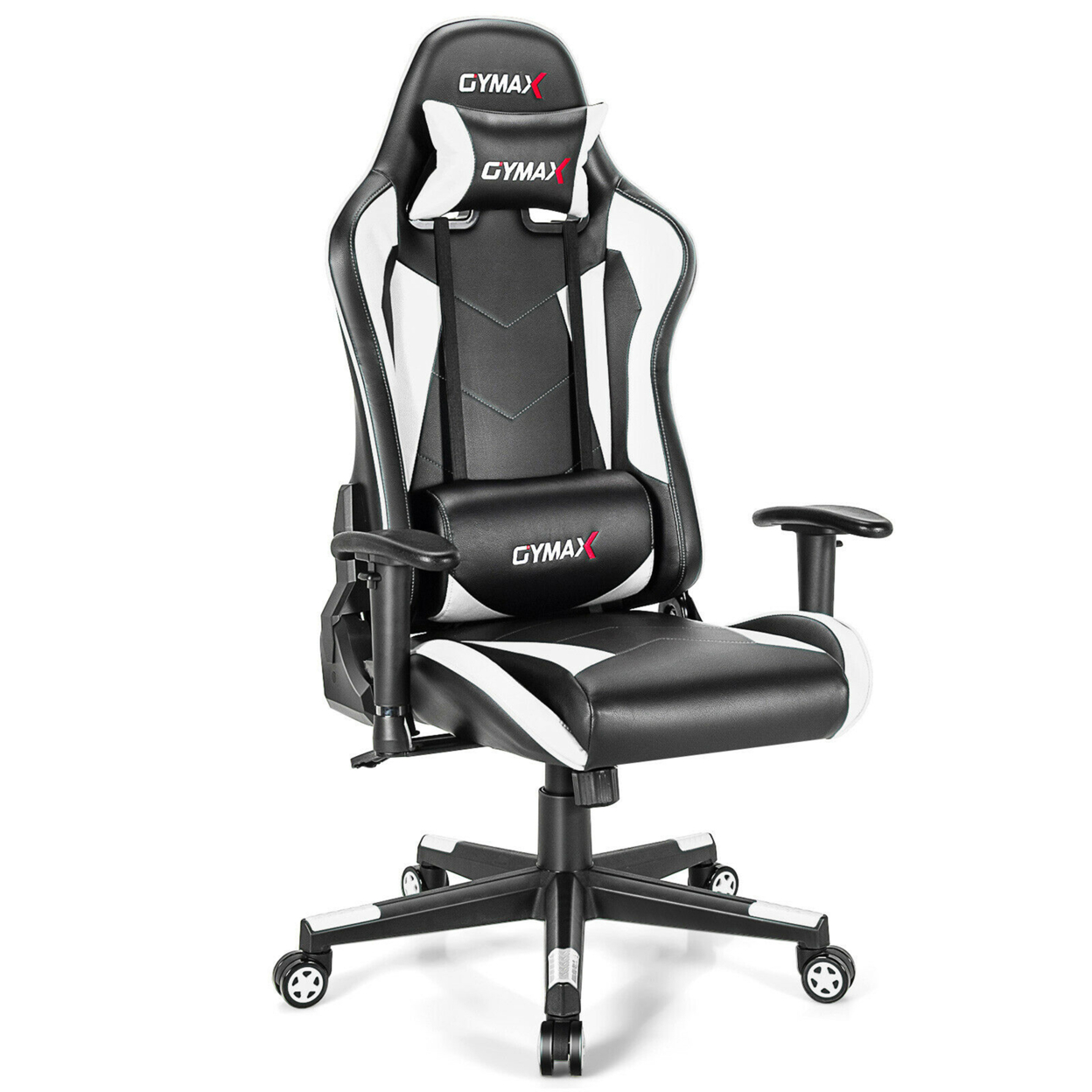 Gaming Chair Adjustable Swivel Racing Style Computer Office Chair - Black + White