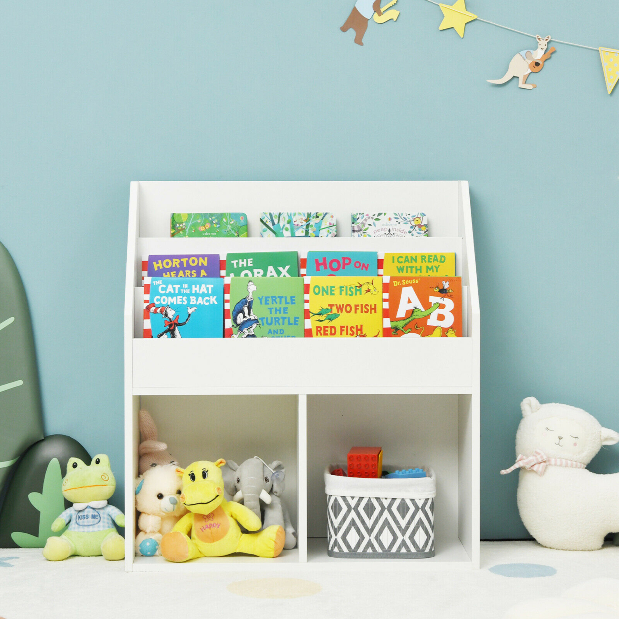 Kids Wooden Bookshelf Bookcase Children Toy Storage Cabinet Organizer