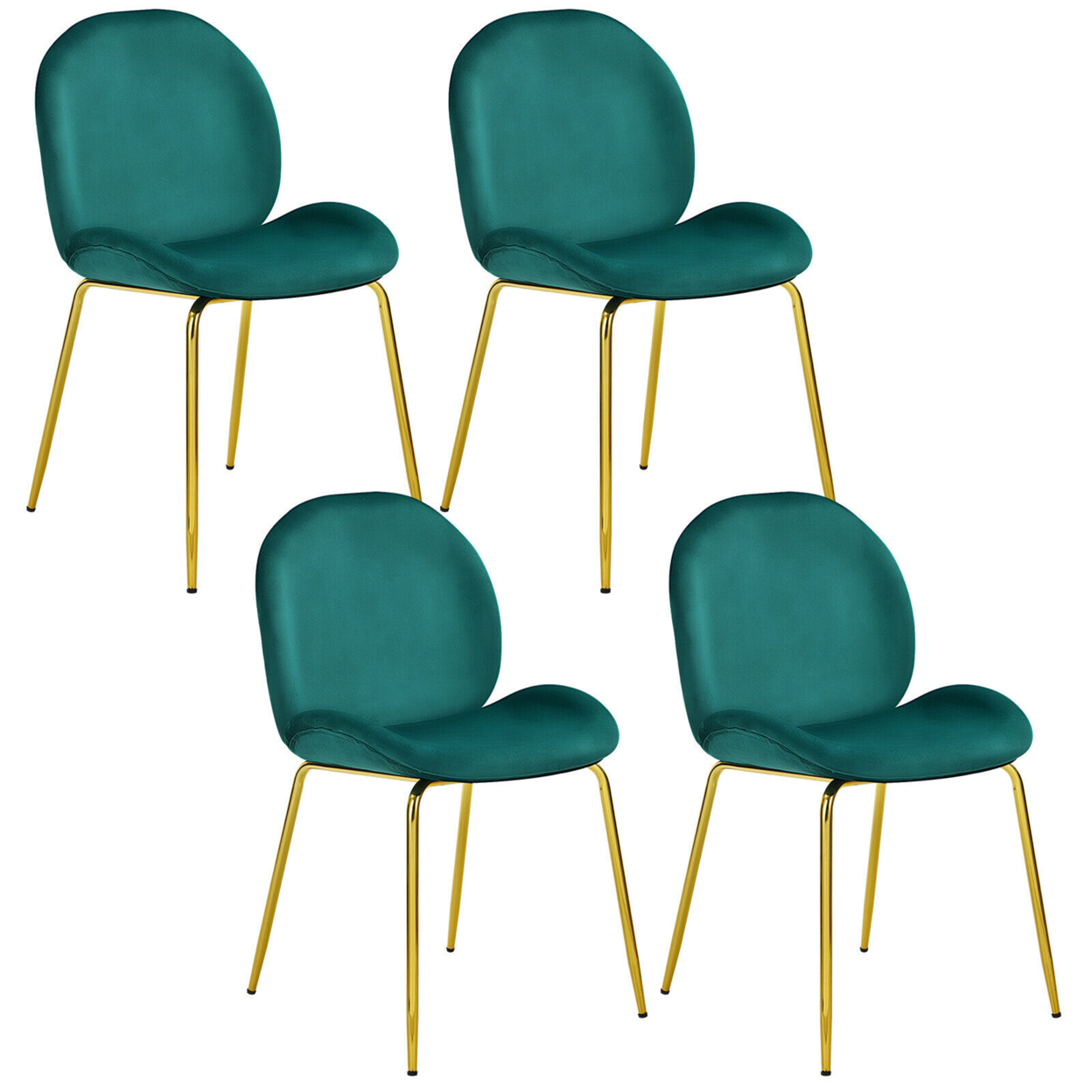 4PCS Velvet Dining Chair Accent Leisure Chair Armless Side Chair - Green