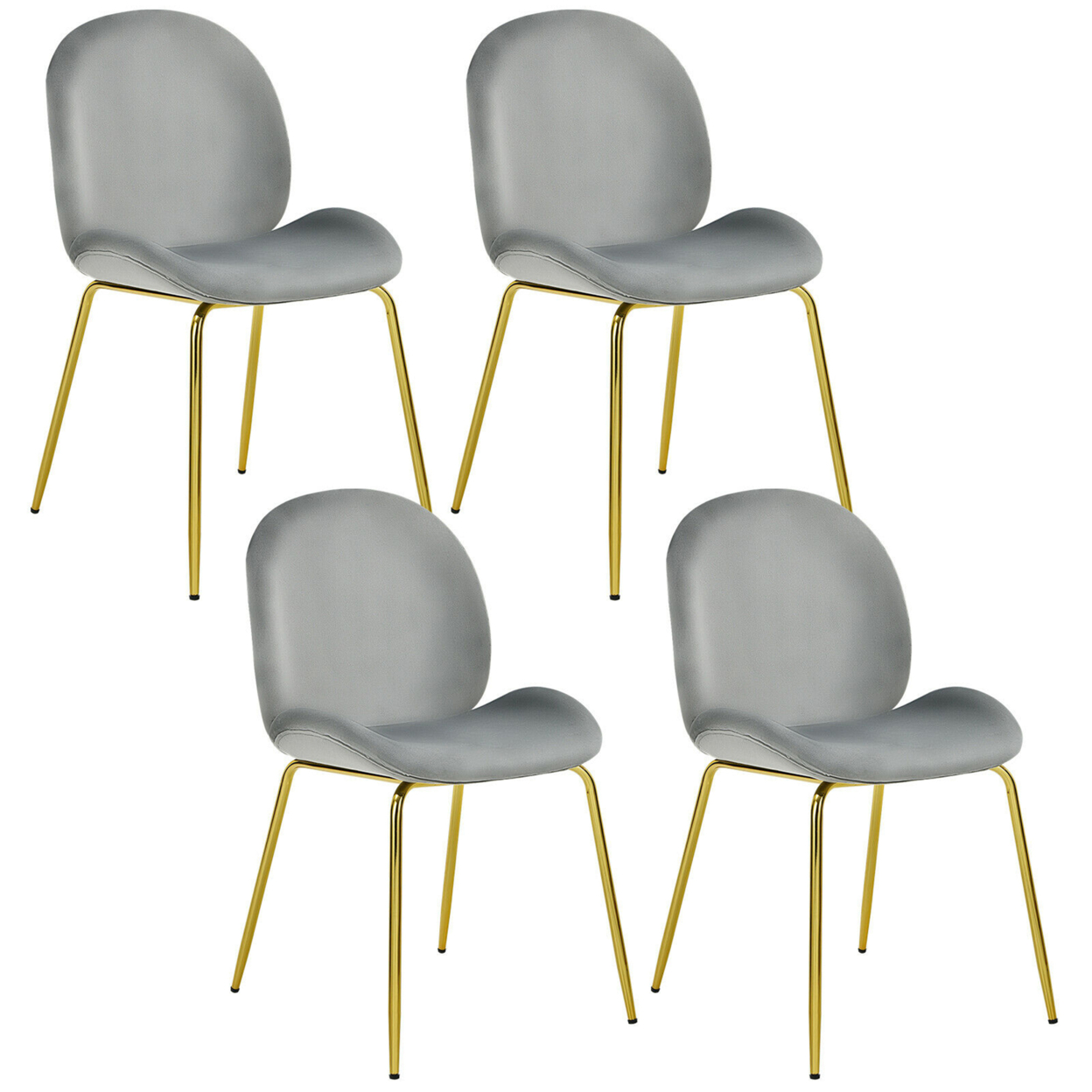 4PCS Velvet Dining Chair Accent Leisure Chair Armless Side Chair - Grey
