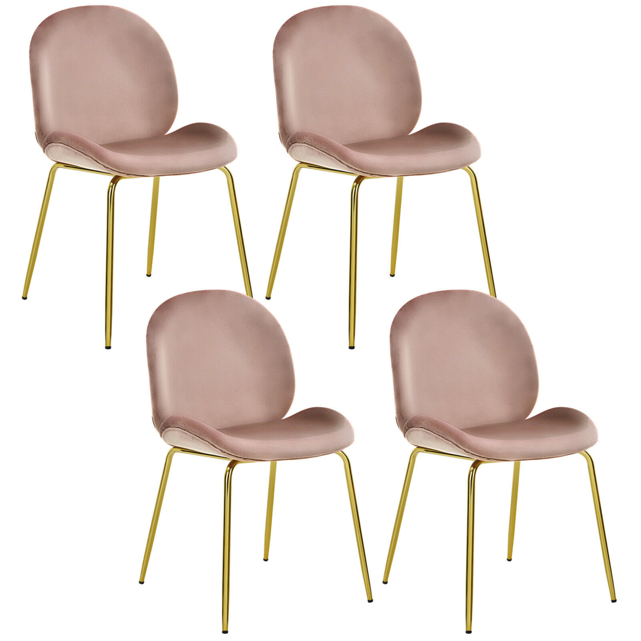 4PCS Velvet Dining Chair Accent Leisure Chair Armless Side Chair - Pink