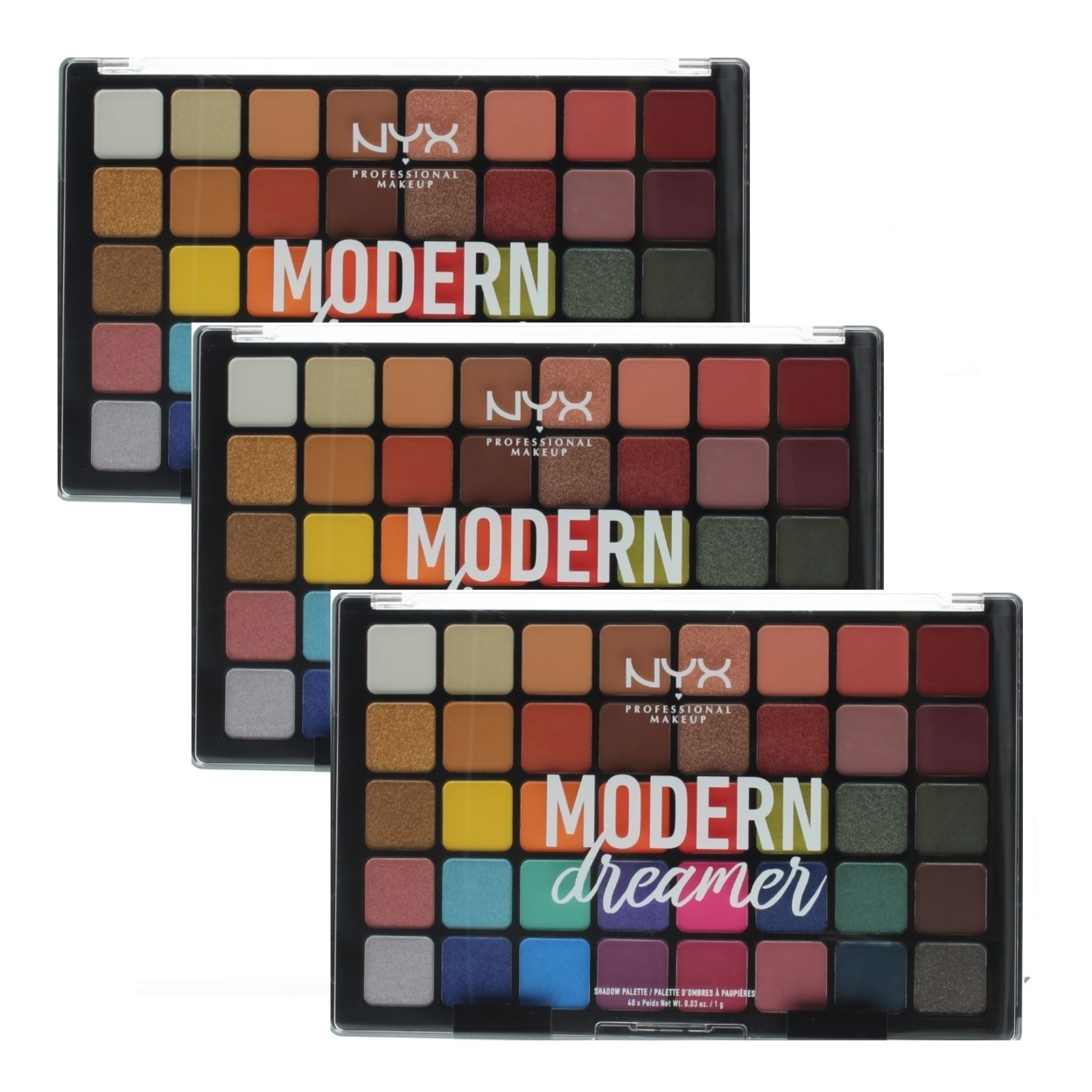 NYX Professional Makeup Modern Dreamer Shadow Palette (40 Shades X 0.03oz) 1.2oz/40g (3 Pack)