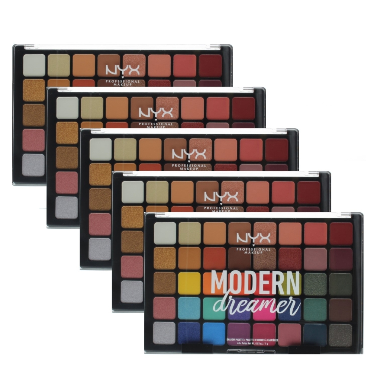 NYX Professional Makeup Modern Dreamer Shadow Palette (40 Shades X 0.03oz) 1.2oz/40g (5 Pack)
