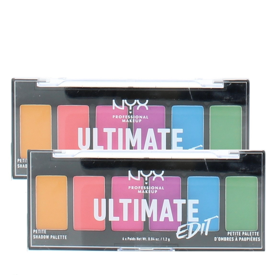NYX Professional Makeup Ultimate Edit Petite Shadow Palette- Brights (6 Shades X 0.04oz) 0.24oz/7.2g (2 Pack)