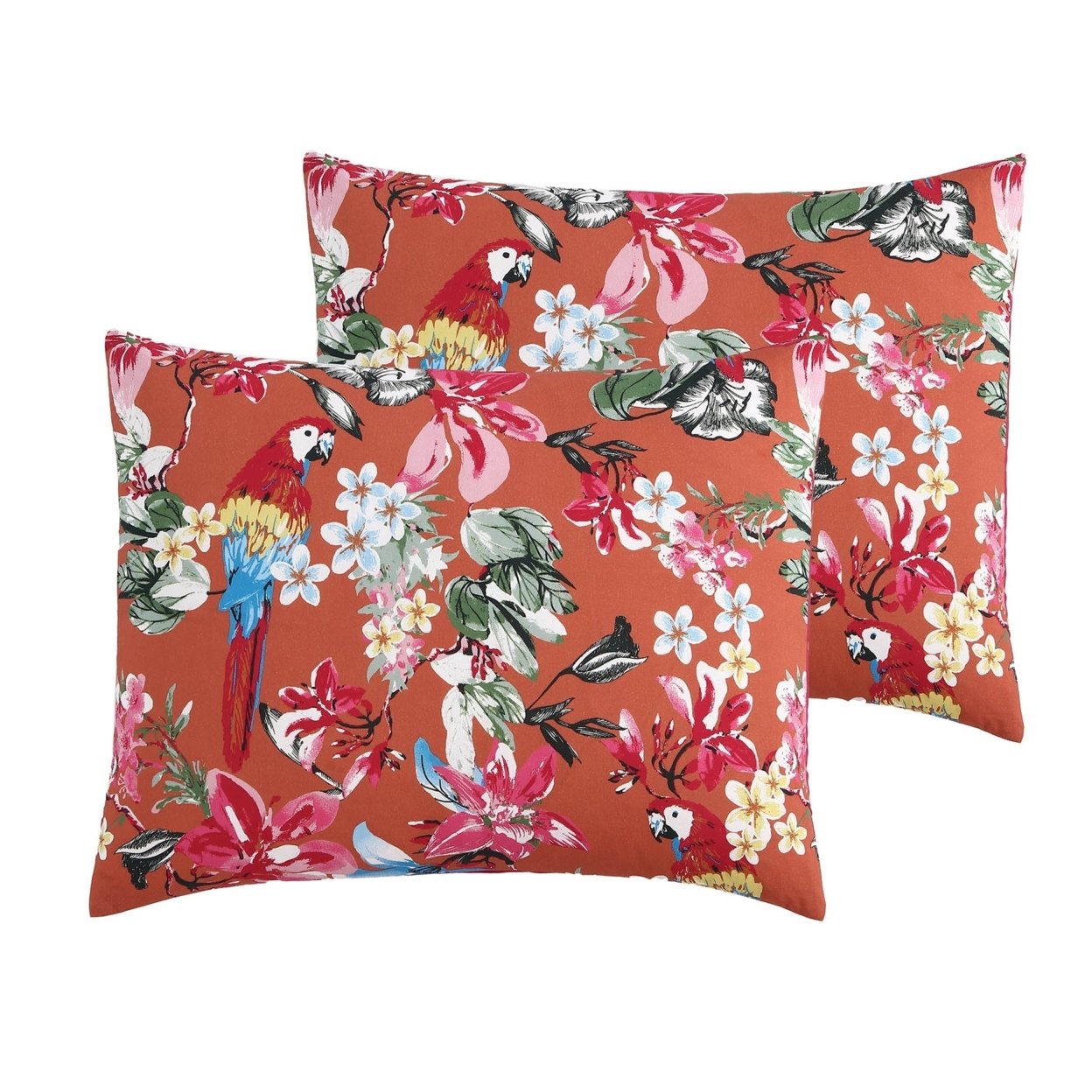 7 Piece King Comforter Set With Printed Floral Pattern, Multicolor- Saltoro Sherpi