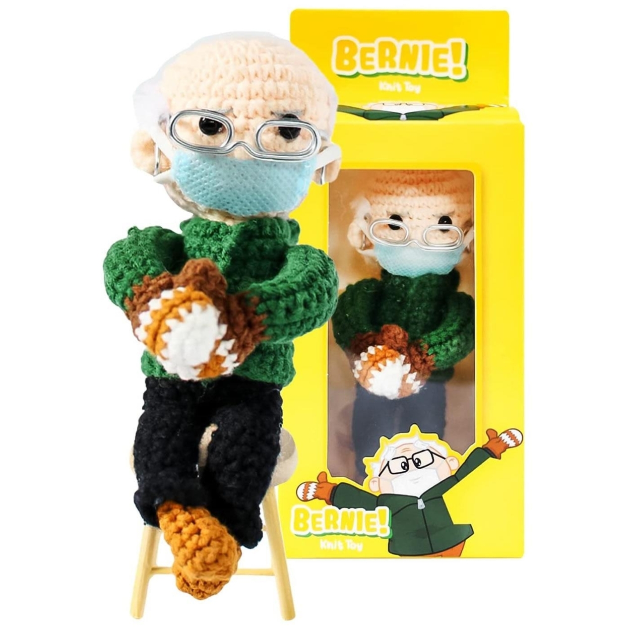 Senator Bernie Sanders Mittens Inauguration Doll Ornament Crochet Democrat Socialist Mighty Mojo