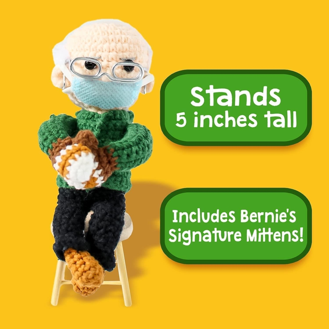 Senator Bernie Sanders Mittens Inauguration Doll Ornament Crochet Democrat Socialist Mighty Mojo