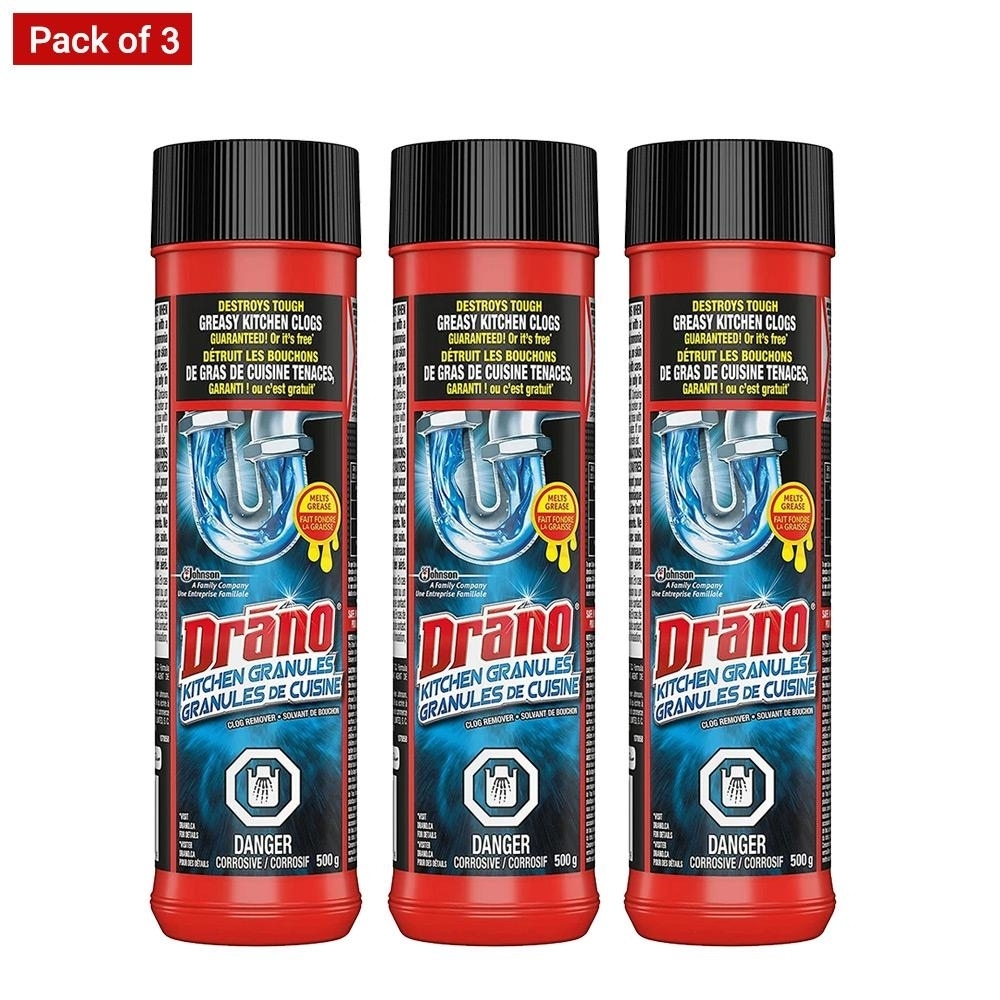 Drano Kitchen Granules Drain Cleaner and Clog Remover 500 g, Pack of 3