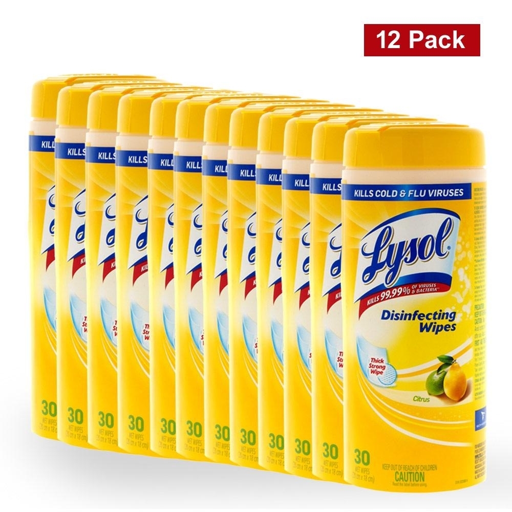 Lysol Lemon Disinfecting Wipes - PACK of 12 Containers (number of wipes 360)
