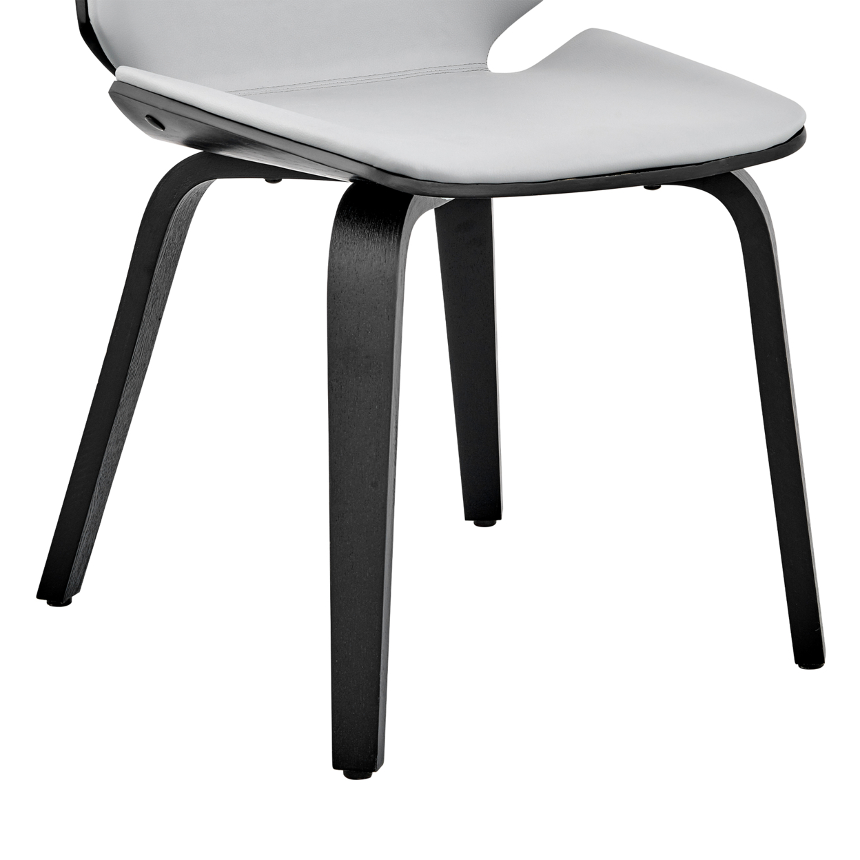 Leatherette Dining Chair With Slightly Curved Seat, Gray And Black- Saltoro Sherpi