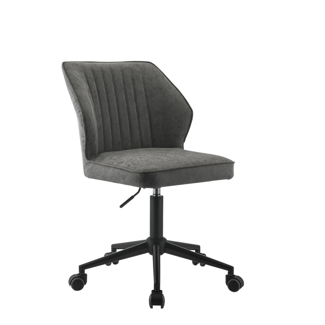 Swivel Office Chair With Stitching Details And Starbase, Gray- Saltoro Sherpi