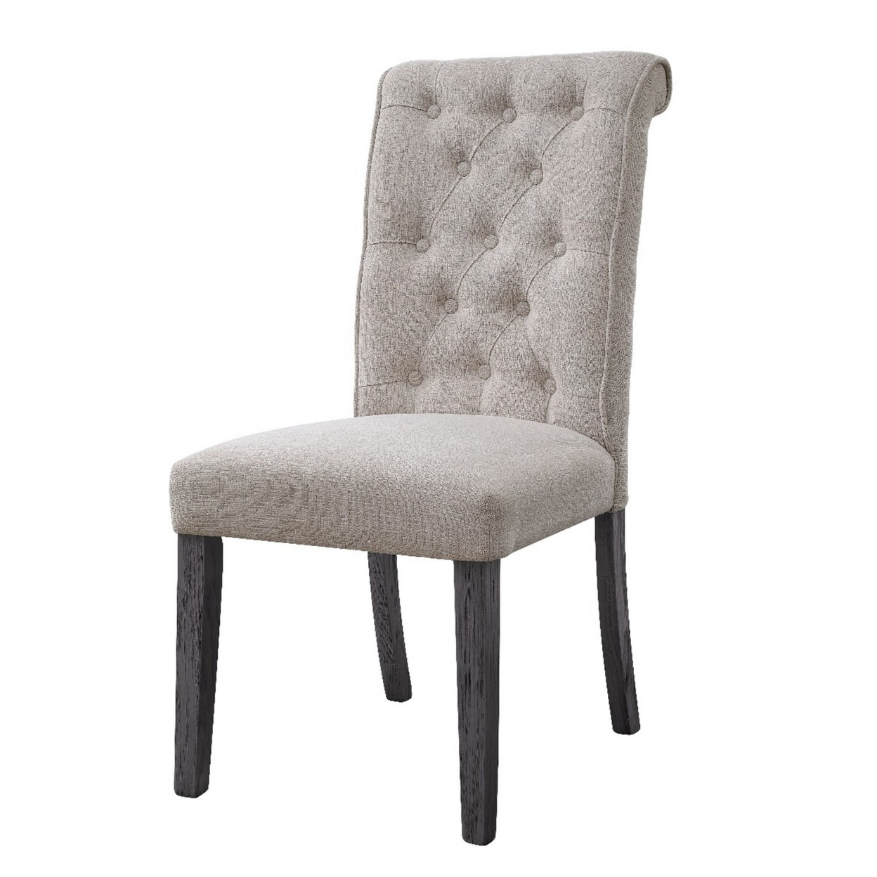 Side Chair With Button Tufted Backrest, Set Of 2, Beige- Saltoro Sherpi