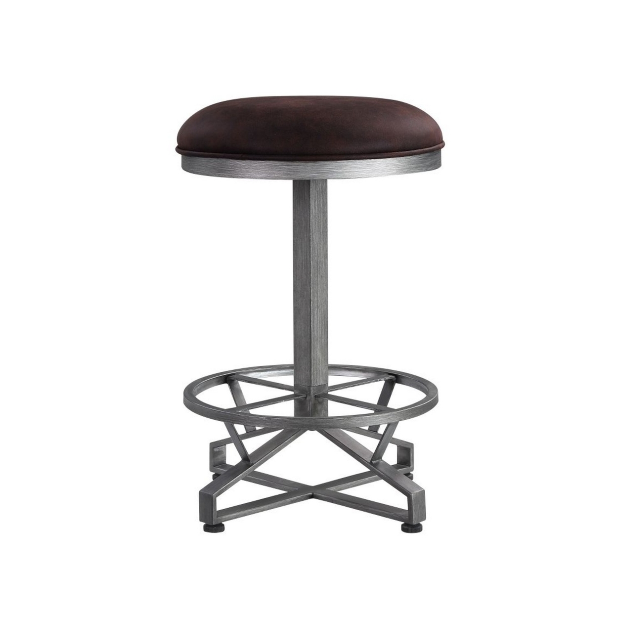 Counter Height Stool With Padded Seat And Intricate Base, Brown- Saltoro Sherpi