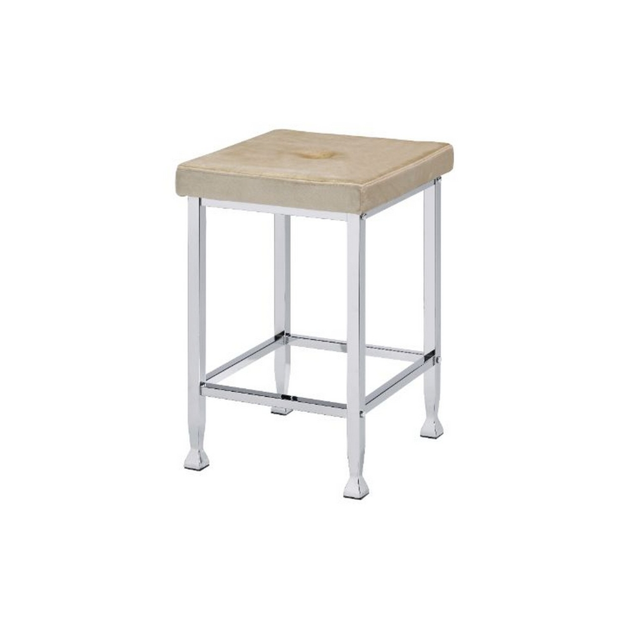 Counter Height Stool With Padded Seat And Metal Base, Beige- Saltoro Sherpi