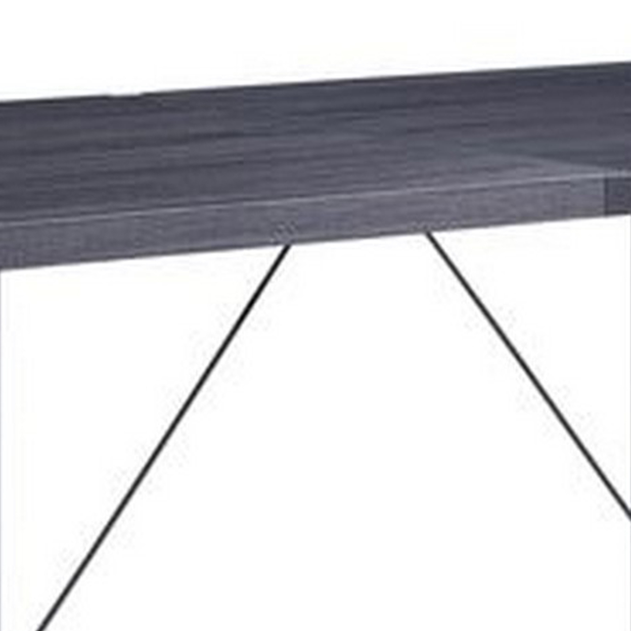 Dining Table With Rectangular Metal Inserted Top And Sled Base, Gray- Saltoro Sherpi