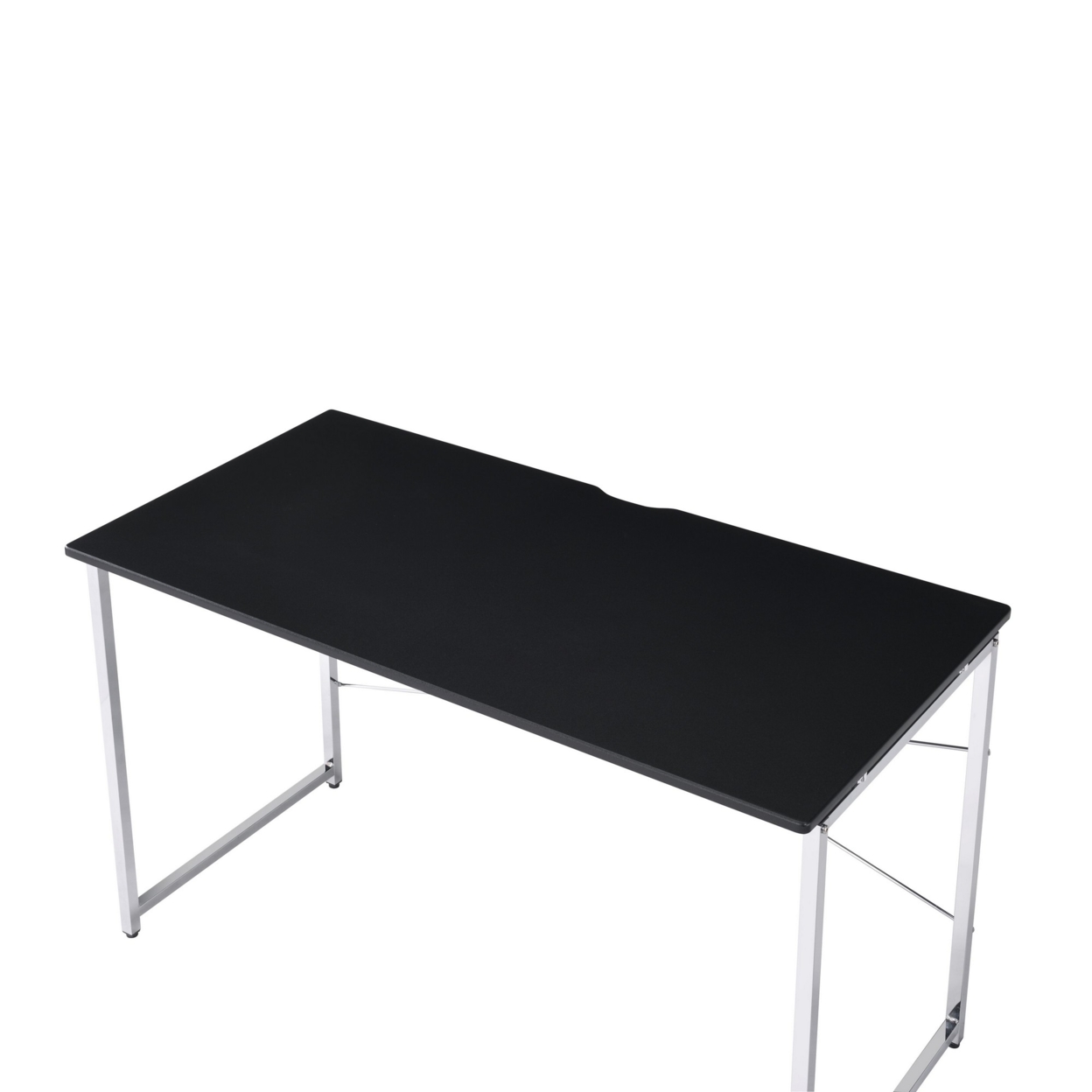 Writing Desk With X Shaped Crossbar Support, Black And White- Saltoro Sherpi