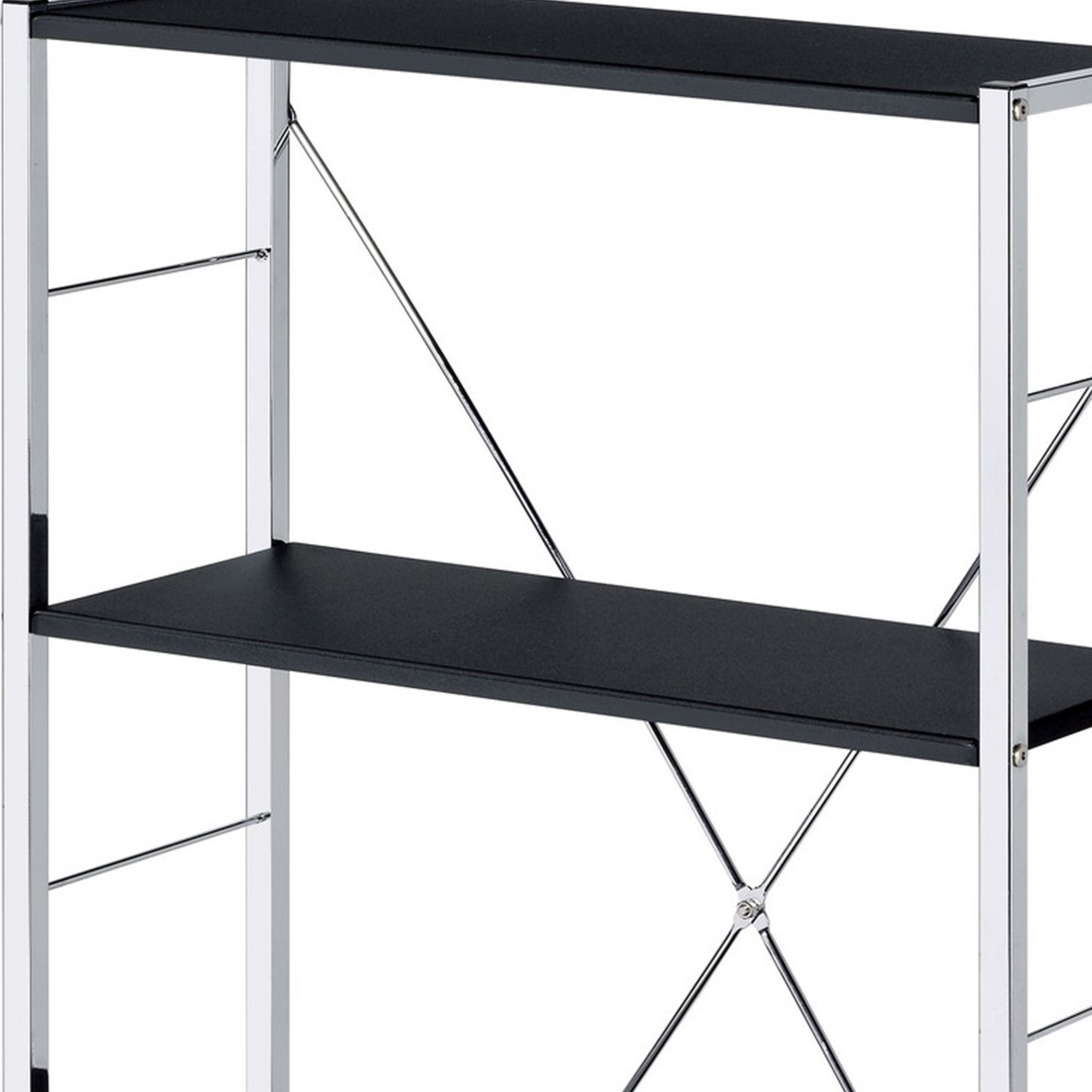 Bookshelf With X Shaped Crossbar Support, Black And White- Saltoro Sherpi