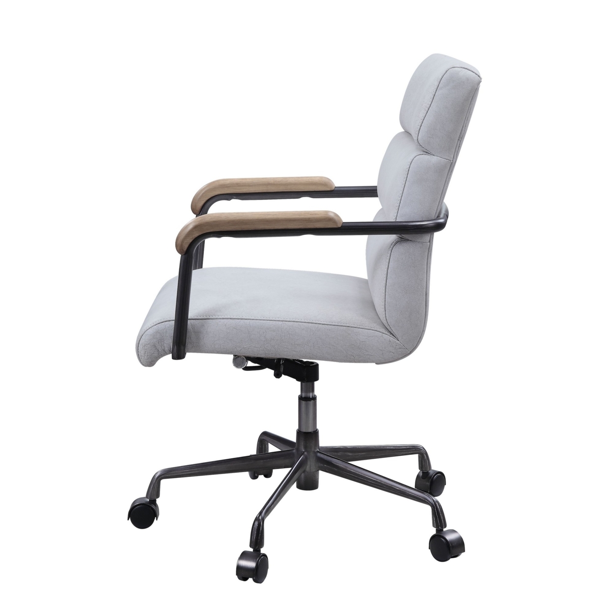 Office Chair With 360 Swivel And 5 Star Base, Vintage White And Brown- Saltoro Sherpi