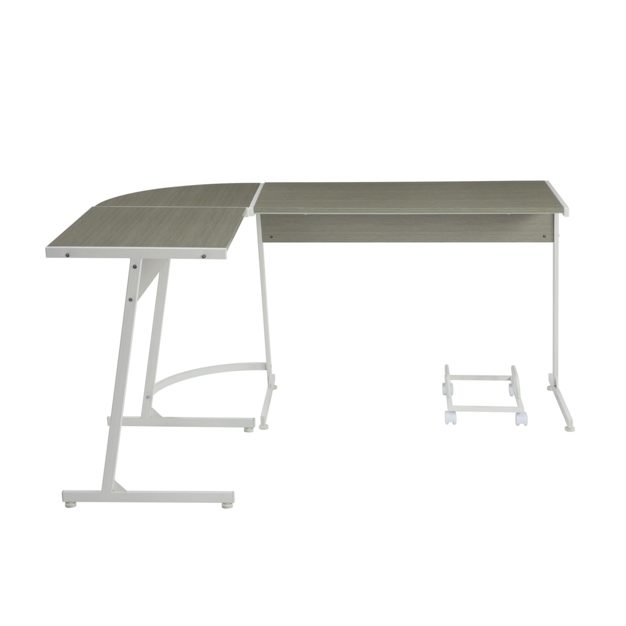 Computer Desk With Metal Legs And CPU Holder, Gray- Saltoro Sherpi