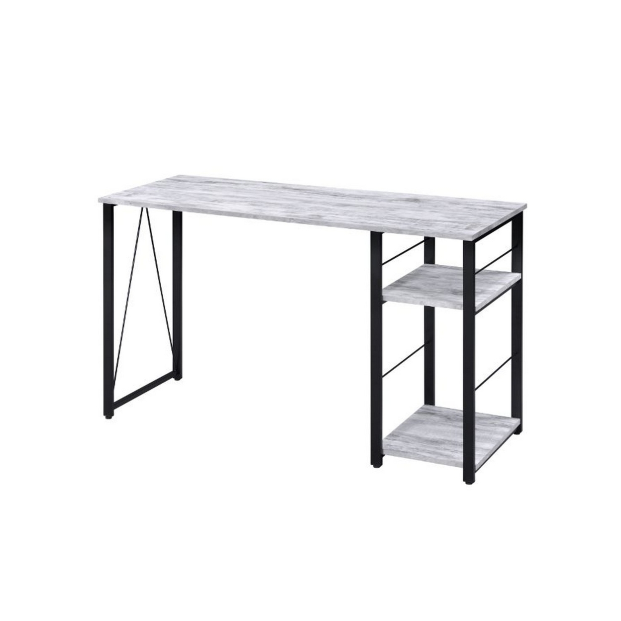 Writing Desk With Rustic Wood Finish, Antique White And Black- Saltoro Sherpi