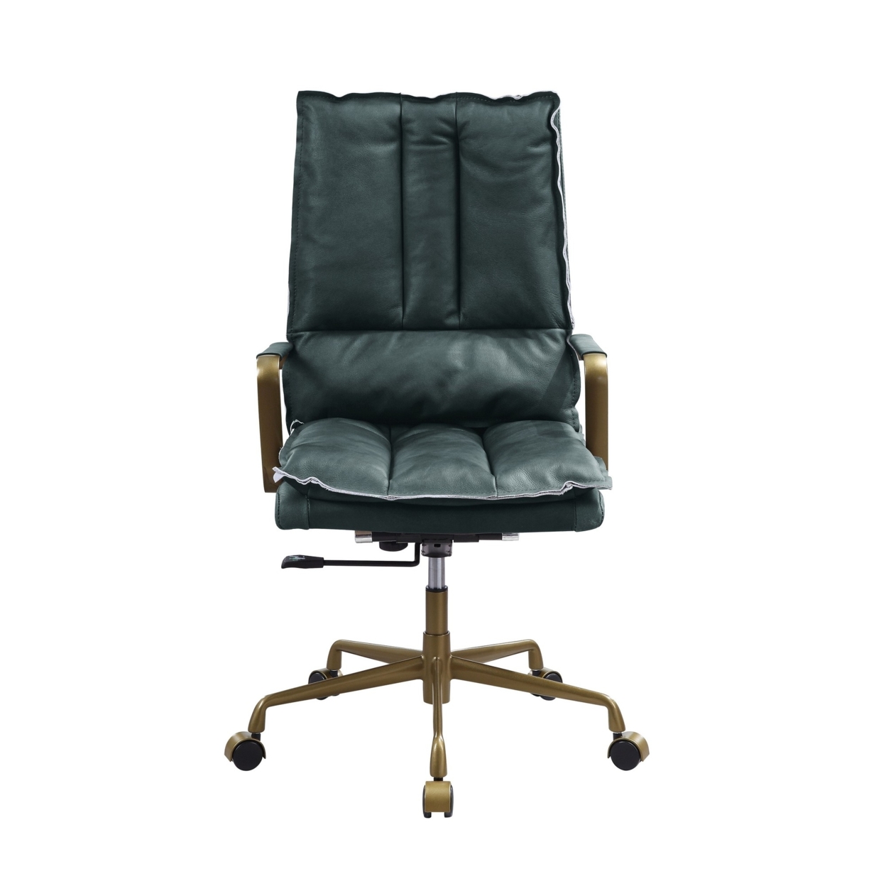Office Chair With 360 Degrees Swivel, Dark Green And Brown- Saltoro Sherpi