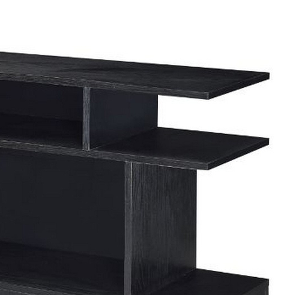 Sofa Table With 2 Open Compartments And Extended Sides, Black- Saltoro Sherpi