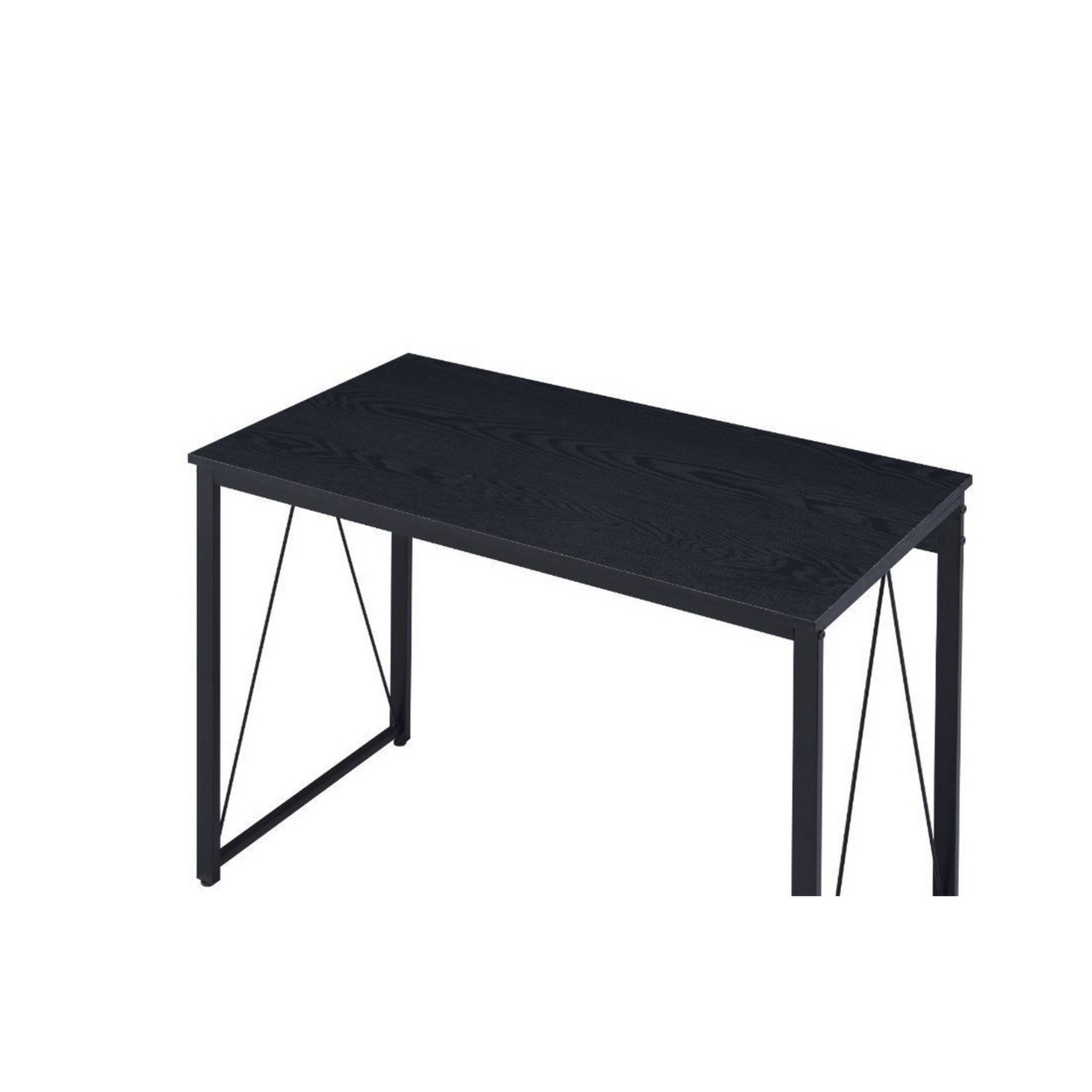 Writing Desk With Metal Frame And Inverted V Sides, Black- Saltoro Sherpi