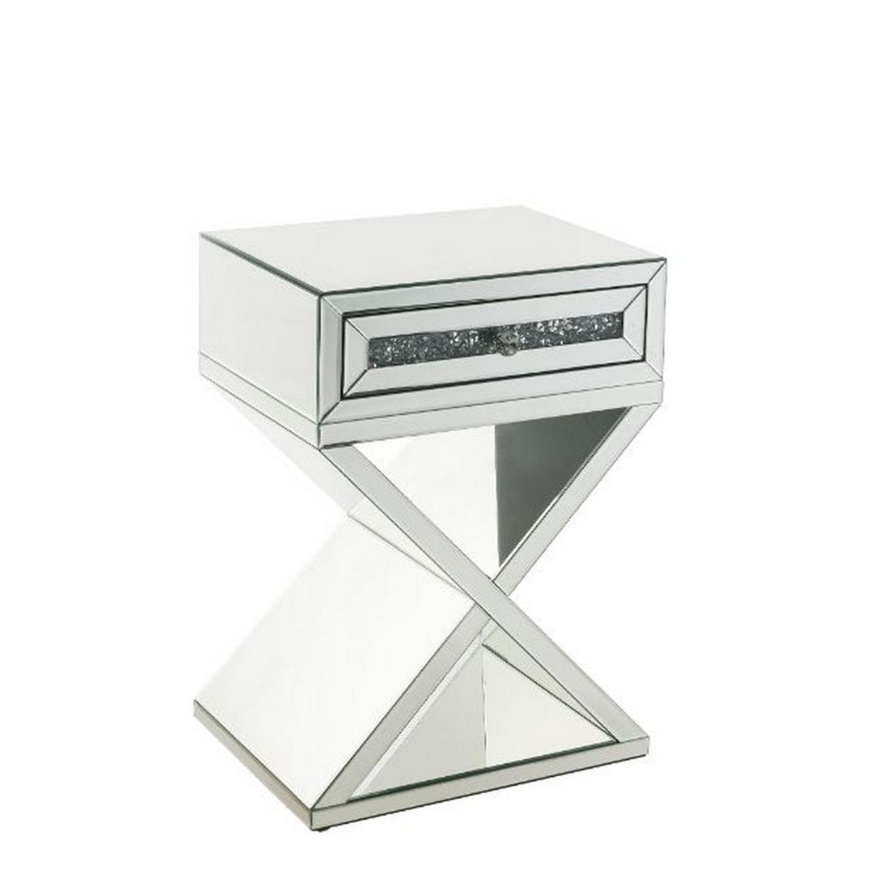 Accent Table With X Shaped Base, White- Saltoro Sherpi