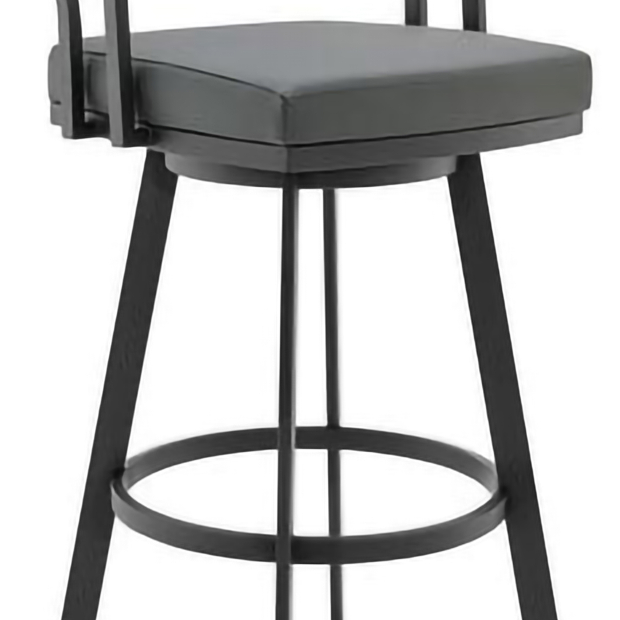 26 Inch Barstool With Leatherette Padded Seat, Gray And Black- Saltoro Sherpi
