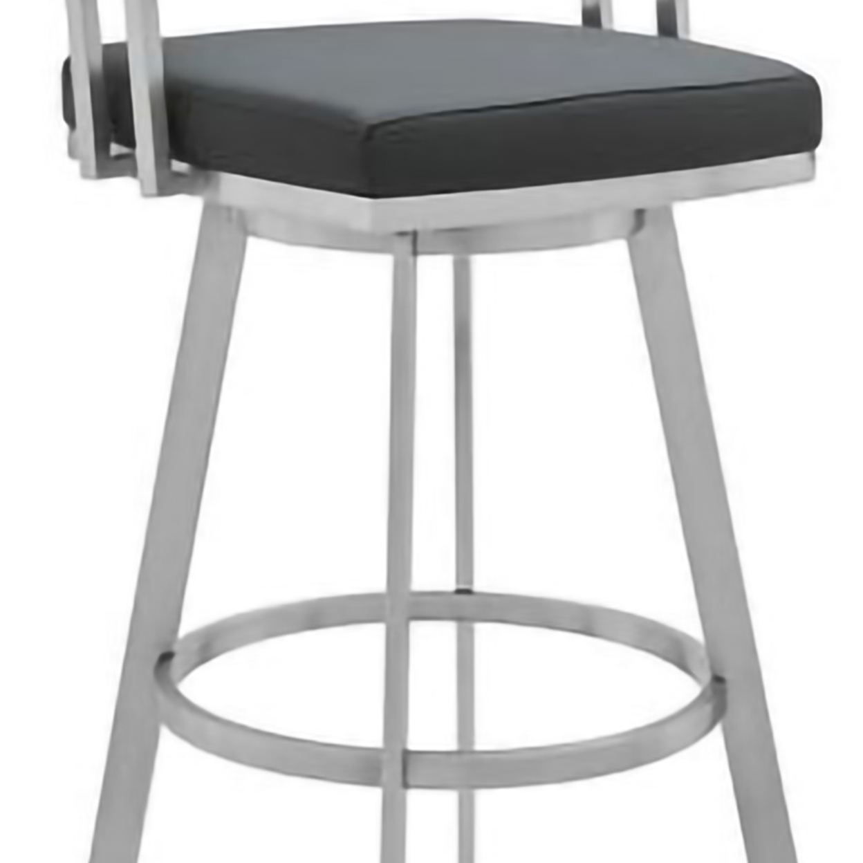 26 Inch Metal Barstool With Leatherette Channel Stitching, Gray- Saltoro Sherpi