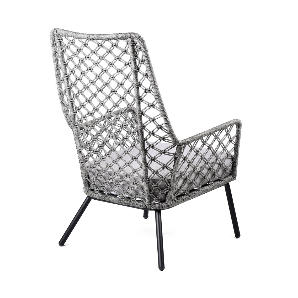 Indoor Outdoor Lounge Chair With Intricate Woven Lattice Back, Gray- Saltoro Sherpi