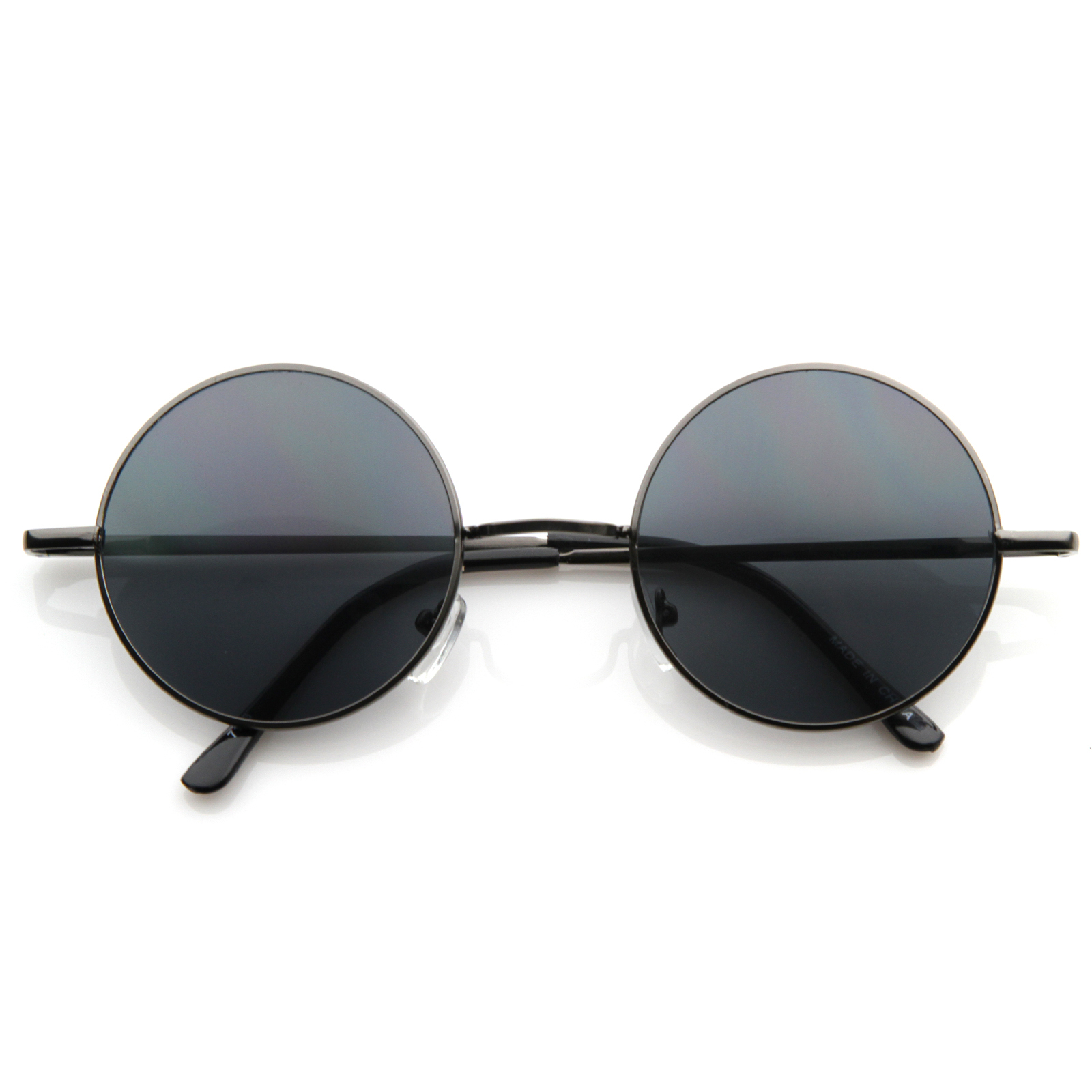 Lennon Style Round Circle Metal Sunglasses W/ Color Lens Tint - Gunmetal Smoke